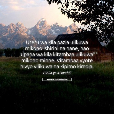 Picture 05 - Kutoka 36:9 SWHULB - Urefu wa kila pazia ulikuwa mikono ishirini na - Bible Verse Picture