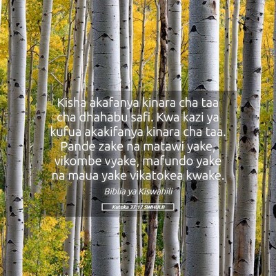 Picture 05 - Kutoka 37:17 SWHULB - Kisha akafanya kinara cha taa cha dhahabu safi. - Bible Verse Picture