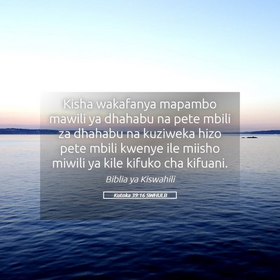Picture 05 - Kutoka 39:16 SWHULB - Kisha wakafanya mapambo mawili ya dhahabu na pete - Bible Verse Picture