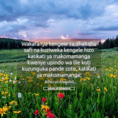 Picture 05 - Kutoka 39:25 SWHULB - Wakafanya kengele za dhahabu safi na kuziweka - Bible Verse Picture