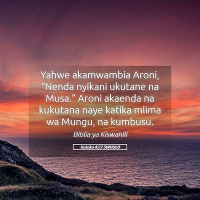 Picture 05 - Kutoka 4:27 SWHULB - Yahwe akamwambia Aroni, “Nenda nyikani ukutane - Bible Verse Picture
