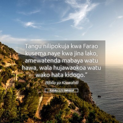 Picture 05 - Kutoka 5:23 SWHULB - Tangu nilipokuja kwa Farao kusema naye kwa jina - Bible Verse Picture