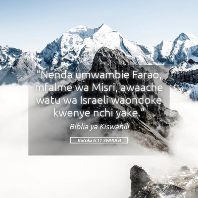 Picture 05 - Kutoka 6:11 SWHULB - “Nenda umwambie Farao, mfalme wa Misri, awaache - Bible Verse Picture