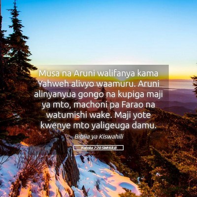 Picture 05 - Kutoka 7:20 SWHULB - Musa na Aruni walifanya kama Yahweh alivyo - Bible Verse Picture