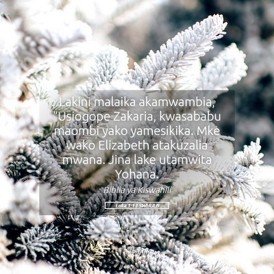 Picture 05 - Luka 1:13 SWHULB - Lakini malaika akamwambia, “Usiogope Zakaria, - Bible Verse Picture
