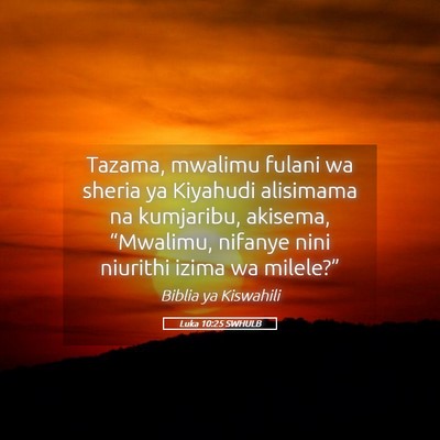 Picture 05 - Luka 10:25 SWHULB - Tazama, mwalimu fulani wa sheria ya Kiyahudi - Bible Verse Picture