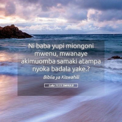 Picture 05 - Luka 11:11 SWHULB - Ni baba yupi miongoni mwenu, mwanaye akimuomba - Bible Verse Picture