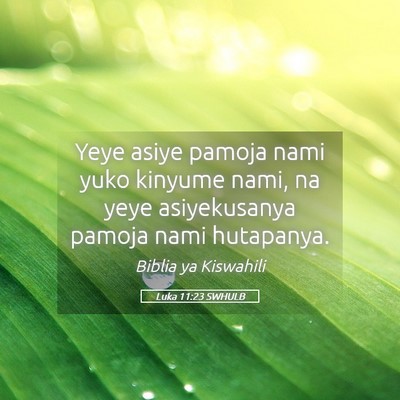 Picture 05 - Luka 11:23 SWHULB - Yeye asiye pamoja nami yuko kinyume nami, na yeye - Bible Verse Picture