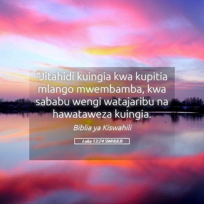 Picture 05 - Luka 13:24 SWHULB - “Jitahidi kuingia kwa kupitia mlango mwembamba, - Bible Verse Picture