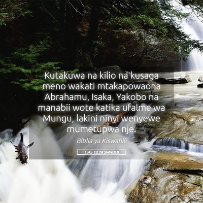 Picture 05 - Luka 13:28 SWHULB - Kutakuwa na kilio na kusaga meno wakati - Bible Verse Picture