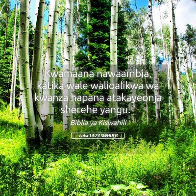 Picture 05 - Luka 14:24 SWHULB - Kwamaana nawaambia, katika wale walioalikwa wa - Bible Verse Picture