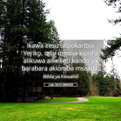 Picture 05 - Luka 18:35 SWHULB - Ikawa Yesu ulipokaribia Yeriko, mtu mmoja kipofu - Bible Verse Picture