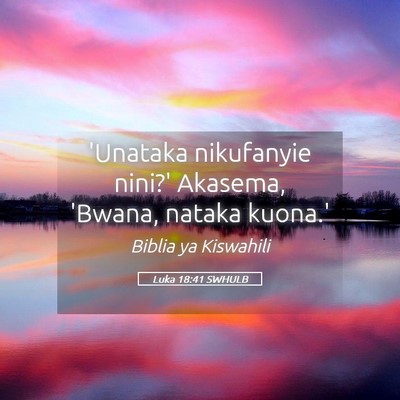 Picture 05 - Luka 18:41 SWHULB - 'Unataka nikufanyie nini?' Akasema, 'Bwana, - Bible Verse Picture