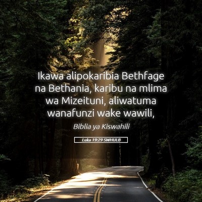 Picture 05 - Luka 19:29 SWHULB - Ikawa alipokaribia Bethfage na Bethania, karibu - Bible Verse Picture