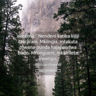 Picture 05 - Luka 19:30 SWHULB - akisema: `Nendeni katika kijiji cha jirani. - Bible Verse Picture