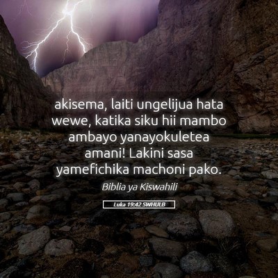 Picture 05 - Luka 19:42 SWHULB - akisema, laiti ungelijua hata wewe, katika siku - Bible Verse Picture