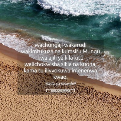 Picture 05 - Luka 2:20 SWHULB - Wachungaji wakarudi wakimtukuza na kumsifu Mungu - Bible Verse Picture