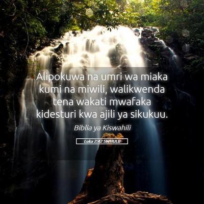 Picture 05 - Luka 2:42 SWHULB - Alipokuwa na umri wa miaka kumi na miwili, - Bible Verse Picture