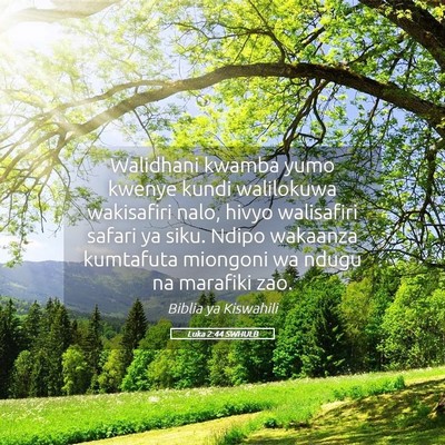 Picture 05 - Luka 2:44 SWHULB - Walidhani kwamba yumo kwenye kundi walilokuwa - Bible Verse Picture