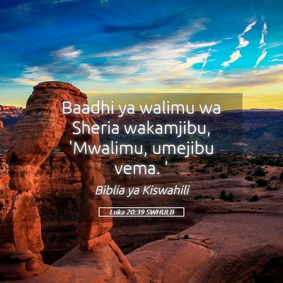 Picture 05 - Luka 20:39 SWHULB - Baadhi ya walimu wa Sheria wakamjibu, 'Mwalimu, - Bible Verse Picture