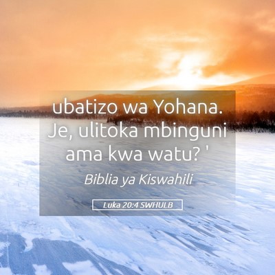Picture 05 - Luka 20:4 SWHULB - ubatizo wa Yohana. Je, ulitoka mbinguni ama kwa - Bible Verse Picture