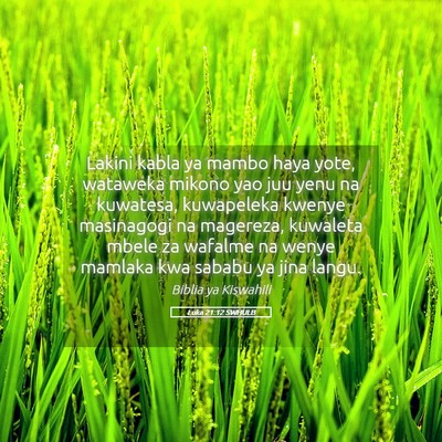 Picture 05 - Luka 21:12 SWHULB - Lakini kabla ya mambo haya yote, wataweka mikono - Bible Verse Picture