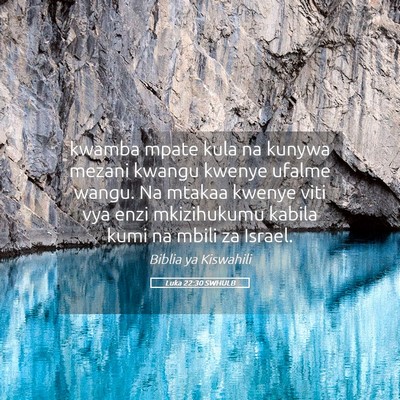 Picture 05 - Luka 22:30 SWHULB - kwamba mpate kula na kunywa mezani kwangu kwenye - Bible Verse Picture