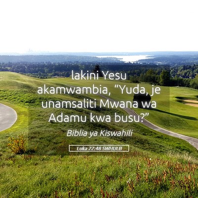Picture 05 - Luka 22:48 SWHULB - lakini Yesu akamwambia, “Yuda, je unamsaliti - Bible Verse Picture