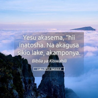 Picture 05 - Luka 22:51 SWHULB - Yesu akasema, “hii inatosha. Na akagusa sikio - Bible Verse Picture