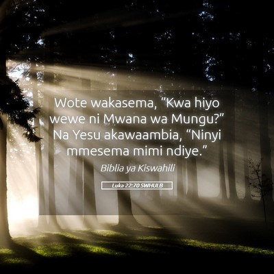Picture 05 - Luka 22:70 SWHULB - Wote wakasema, “Kwa hiyo wewe ni Mwana wa - Bible Verse Picture
