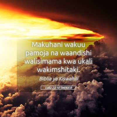 Picture 05 - Luka 23:10 SWHULB - Makuhani wakuu pamoja na waandishi walisimama kwa - Bible Verse Picture