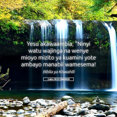 Picture 05 - Luka 24:25 SWHULB - Yesu akawaambia, “Ninyi watu wajinga na wenye - Bible Verse Picture