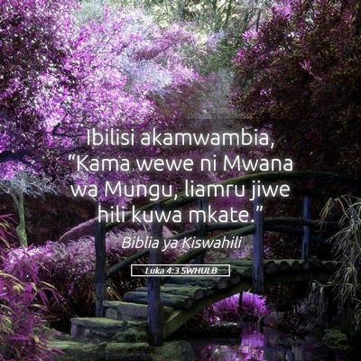 Picture 05 - Luka 4:3 SWHULB - Ibilisi akamwambia, “Kama wewe ni Mwana wa - Bible Verse Picture