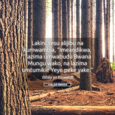 Picture 05 - Luka 4:8 SWHULB - Lakini Yesu alijibu na kumwambia, “Imeandikwa, - Bible Verse Picture