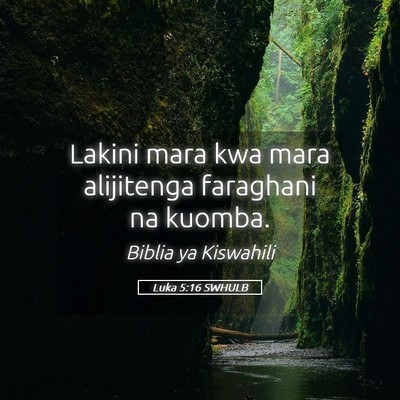 Picture 05 - Luka 5:16 SWHULB - Lakini mara kwa mara alijitenga faraghani na - Bible Verse Picture