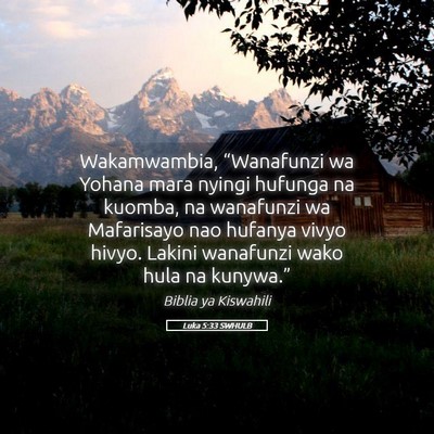 Picture 05 - Luka 5:33 SWHULB - Wakamwambia, “Wanafunzi wa Yohana mara nyingi - Bible Verse Picture
