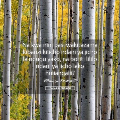Picture 05 - Luka 6:41 SWHULB - Na kwa nini basi wakitazama kibanzi kilicho ndani - Bible Verse Picture