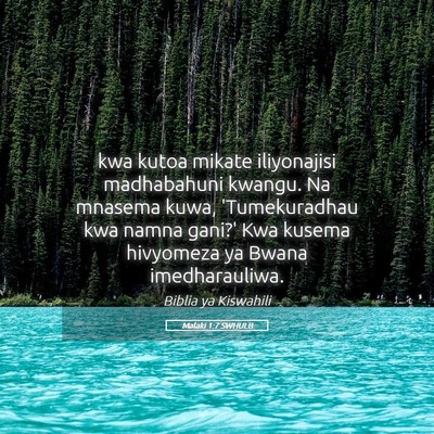 Picture 05 - Malaki 1:7 SWHULB - kwa kutoa mikate iliyonajisi madhabahuni kwangu. - Bible Verse Picture