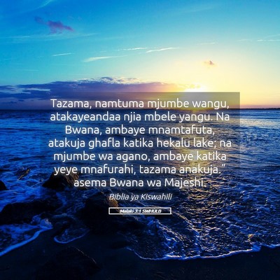 Picture 05 - Malaki 3:1 SWHULB - Tazama, namtuma mjumbe wangu, atakayeandaa njia - Bible Verse Picture