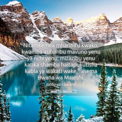 Picture 05 - Malaki 3:11 SWHULB - Nitamkemea mharibifu kwako, kwamba asiharibu - Bible Verse Picture