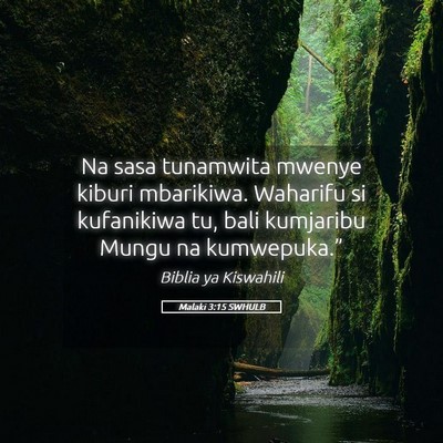 Picture 05 - Malaki 3:15 SWHULB - Na sasa tunamwita mwenye kiburi mbarikiwa. - Bible Verse Picture