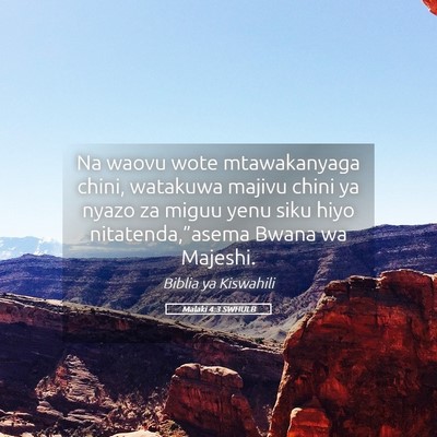 Picture 05 - Malaki 4:3 SWHULB - Na waovu wote mtawakanyaga chini, watakuwa majivu - Bible Verse Picture
