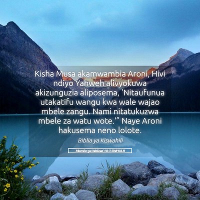Picture 05 - Mambo ya Walawi 10:3 SWHULB - Kisha Musa akamwambia Aroni, Hivi ndiyo Yahweh - Bible Verse Picture
