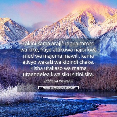 Picture 05 - Mambo ya Walawi 12:5 SWHULB - Lakini kama atajifungua mtoto wa kike, naye - Bible Verse Picture