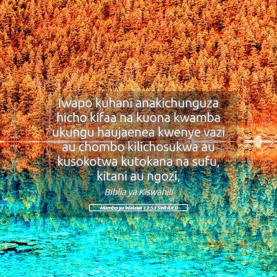 Picture 05 - Mambo ya Walawi 13:53 SWHULB - Iwapo kuhani anakichunguza hicho kifaa na kuona - Bible Verse Picture
