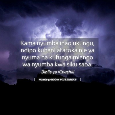 Picture 05 - Mambo ya Walawi 14:38 SWHULB - Kama nyumba inao ukungu, ndipo kuhani atatoka nje - Bible Verse Picture