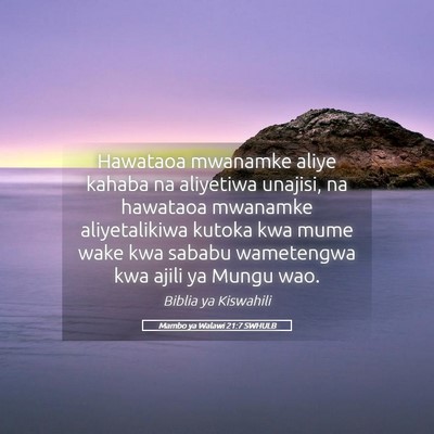 Picture 05 - Mambo ya Walawi 21:7 SWHULB - Hawataoa mwanamke aliye kahaba na aliyetiwa - Bible Verse Picture