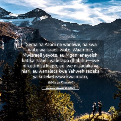 Picture 05 - Mambo ya Walawi 22:18 SWHULB - “Sema na Aroni na wanawe, na kwa watu wa - Bible Verse Picture