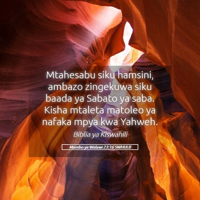 Picture 05 - Mambo ya Walawi 23:16 SWHULB - Mtahesabu siku hamsini, ambazo zingekuwa siku - Bible Verse Picture