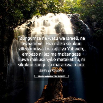 Picture 05 - Mambo ya Walawi 23:2 SWHULB - “Zungumza na watu wa Israeli, na uwaambie, - Bible Verse Picture
